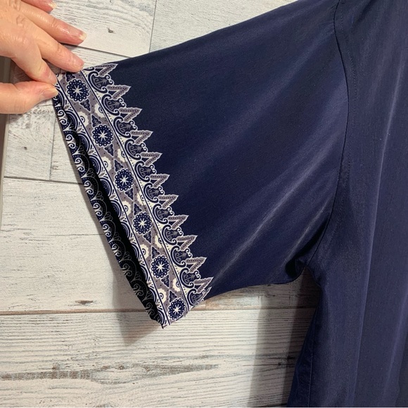 Claudio Nucci Mens Shirt Button Front Size L Short Sleeve India Temple Print - Picture 6 of 11